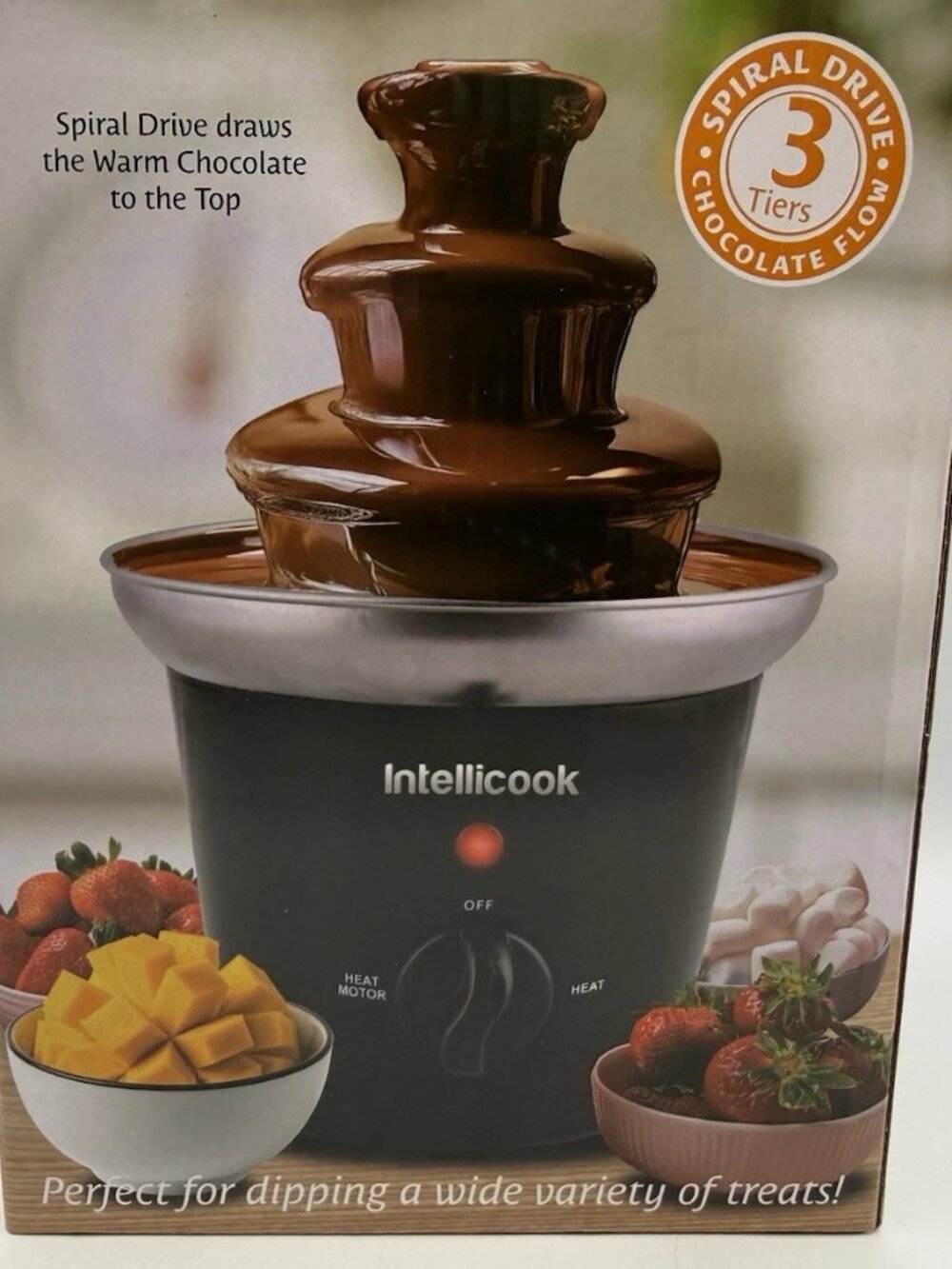 NIB IntelliCook 3-Tier Chocolate Fountain SB1-811 32W Black Silver